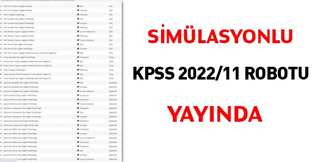 Simülasyonlu KPSS 2022/11 robotu yayında