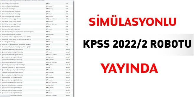 Simülasyonlu KPSS 2022/2 robotu yayında