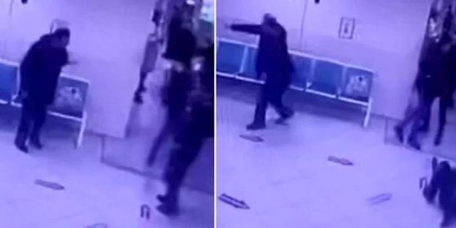 'Aracını çek' diyen hastane görevlisini yumrukla yere serdi