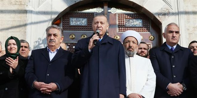Erdoğan, restorasyonu tamamlanan Yeni Cami'nin açılışında konuştu