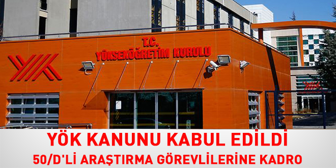 YÖK Kanunu kabul edildi: 50/d'li araştırma görevlilerine kadro