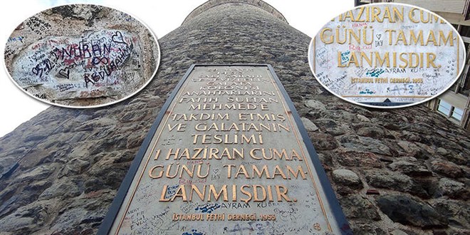Galata Kulesi isim tabelas�na d�nd� - Son Dakika Haber