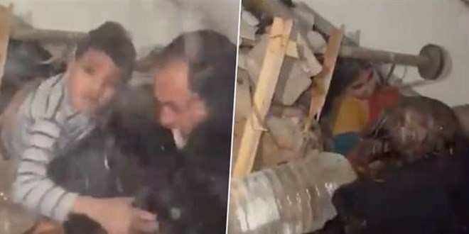 Hatay'da dört kişinin enkazdan kurtuluş anları ortaya çıktı