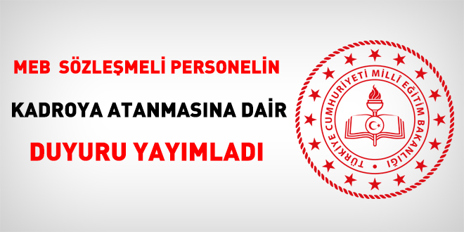 MEB, szlemeli personelin kadroya atanmasna dair duyuru yaymlad