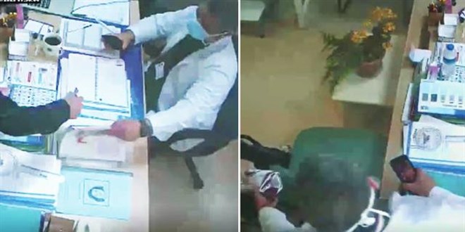 Rüşveti alan Doktor, çekmeceye böyle attı