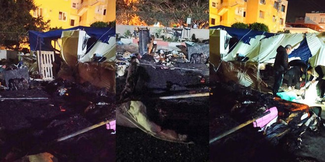 Depremzedelerin kald adrda yangn: 2'si ar 3 yaral