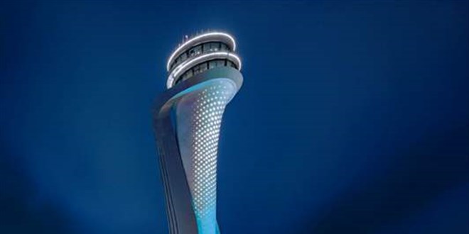 stanbul Havaliman Trafik Kontrol Kulesi mavi renkle klandrld