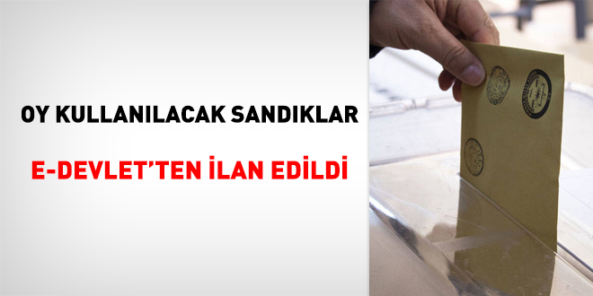 Oy kullanılacak sandıklar e-Devlet'ten ilan edildi