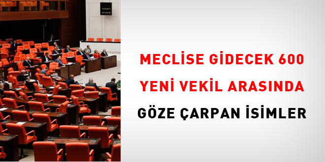 Meclis'e gidecek 600 yeni vekil arasında göze çarpan isimler