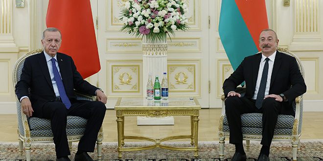 Erdoan, Azerbaycan Cumhurbakan Aliyev ile grt