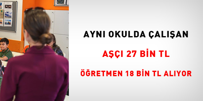 Aynı okulda çalışan aşçı 27 bin TL, öğretmen 18 bin TL alıyor
