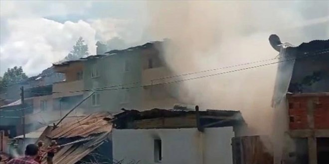 Erzurum'un Pazaryolu ilçesinde 12 ev yandı