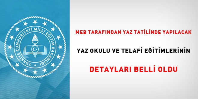 MEB tarafından yaz tatilinde yapılacak yaz okulu ve telafi eğitimlerinin detayları belli oldu
