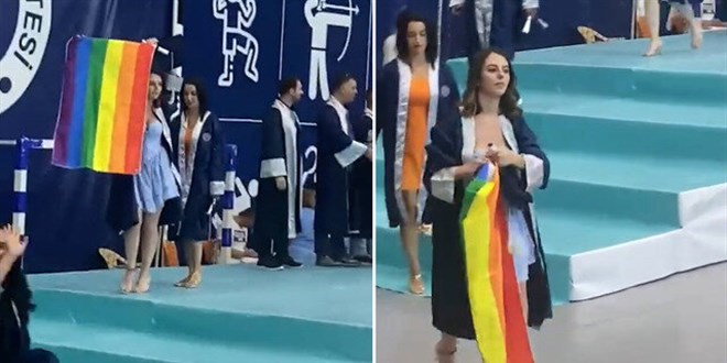Mezuniyet töreninde LGBT sapkınlığı propagandası