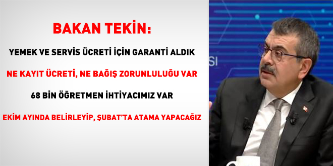 Bakan Tekin yeni öğretmen atama takvimini açıkladı