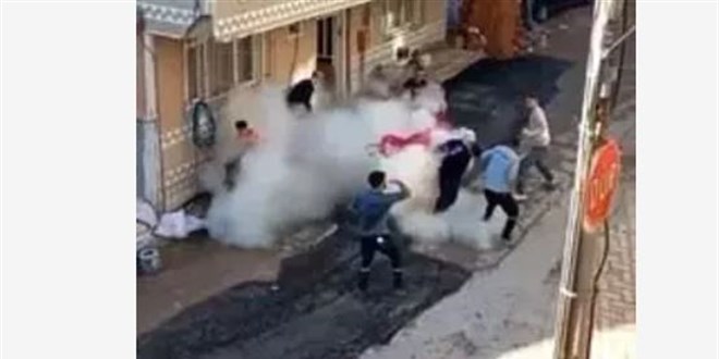 Gelin almaya gelen damada yangın tüplü müdahale