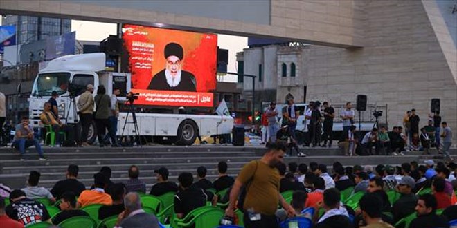 ran'da, Hizbullah lideri Nasrallah'n konumas meydanlarda canl yaynla verildi