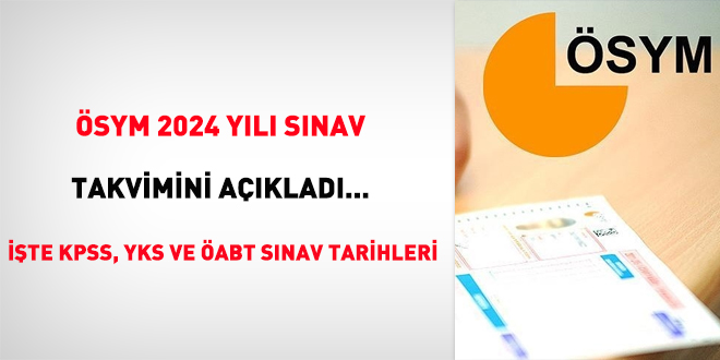 ÖSYM 2024 yılı sınav takvimini açıkladı