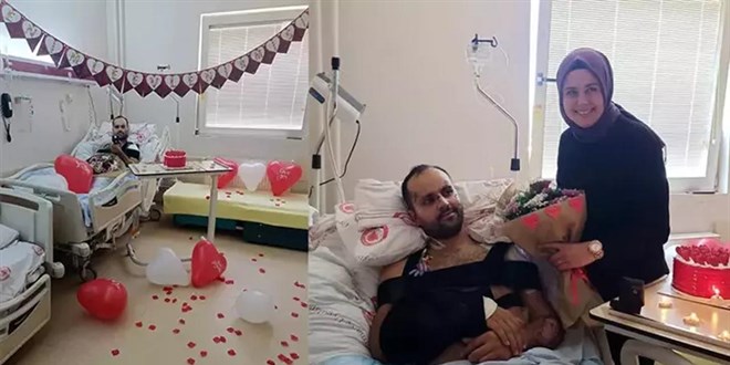 Görevde yaralanan polisten, hastanede kız arkadaşına evlilik teklifi