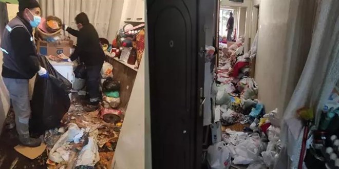 Anne ile oğlunun yaşadığı evden 45 ton çöp çıktı