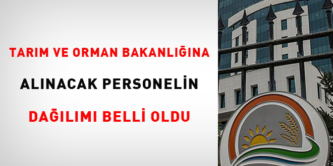 Tarım ve Orman Bakanlığına alınacak personelin dağılımı belli oldu