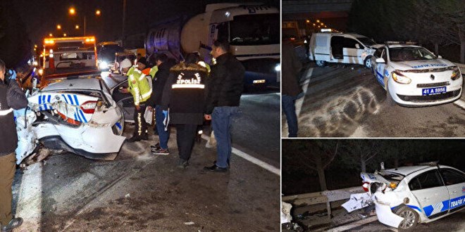 Dzensiz gmenleri tayan aracn yol at kazada 4' polis 18 yaralad