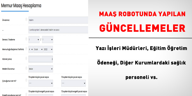 Maaş Robotunda yapılan güncellemeler: Yazı İşleri Müdürleri, Sosyolog vs.