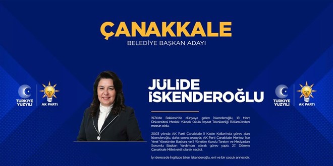 AK Parti Çanakkale Belediye Başkan adayı Jülide İskenderoğlu kimdir?