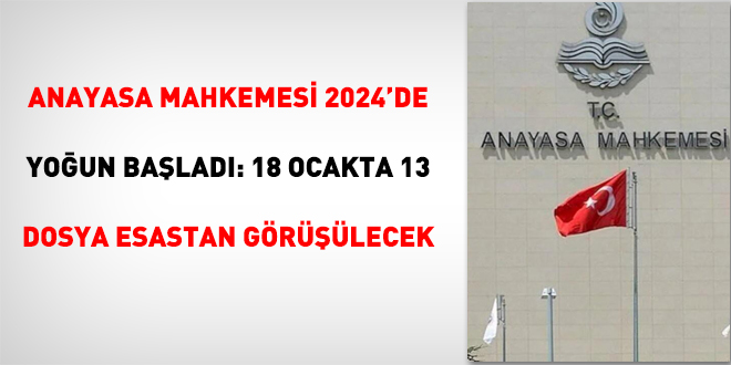 Anayasa Mahkemesi 2024'de youn balad: 18 Ocakta 13 dosya esastan grlecek