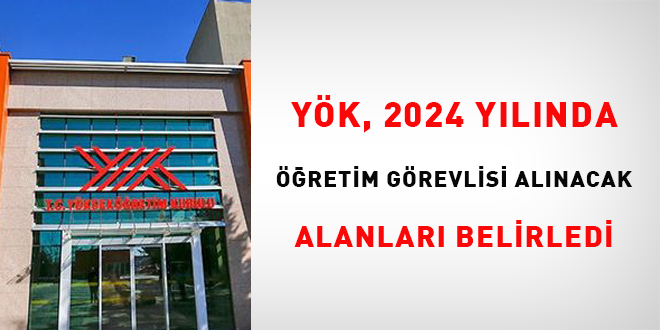 YK, 2024 ylnda retim grevlisi alnacak alanlar belirledi