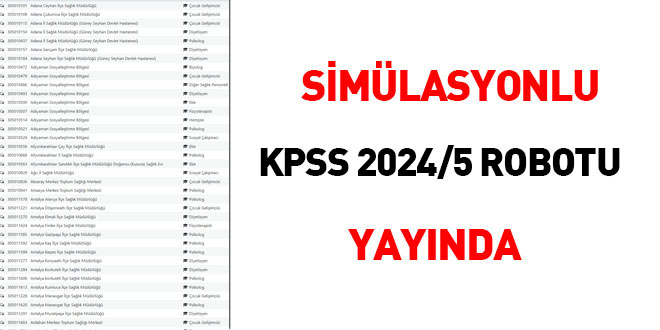 Simlasyonlu KPSS 2024/5 robotu yaynda