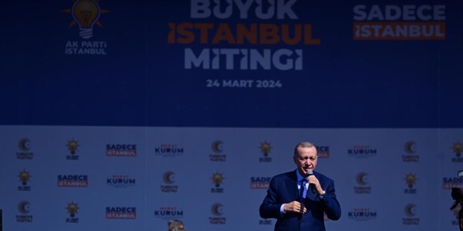 Cumhurbakan Erdoan 'Byk stanbul Mitingi'nde halka sesleniyor
