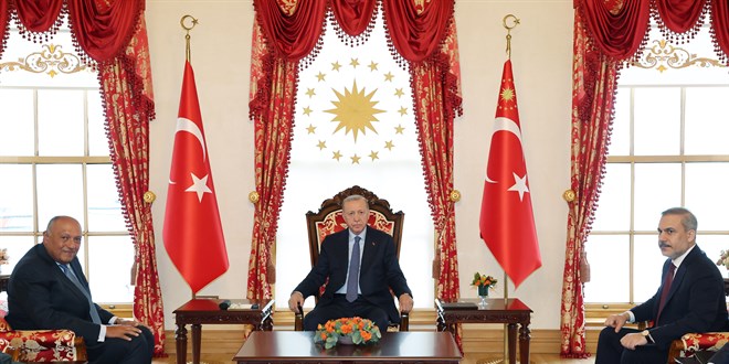 Erdoğan, Mısır Dışişleri Bakanı Samih Şukri'yi kabul etti