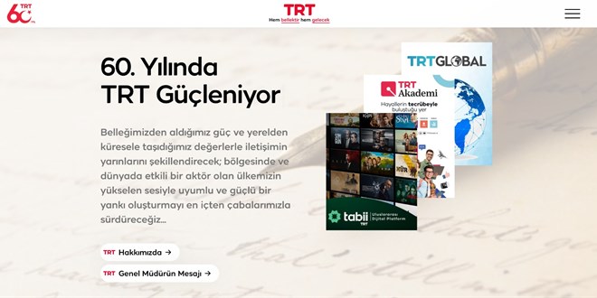 TRT'nin 60. ylna zel web sitesi yaynda