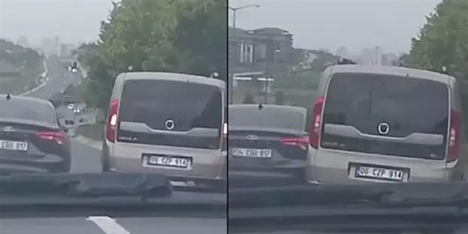 Başakşehir TEM'de makas atan sürücülerin tehlikeli inatlaşması