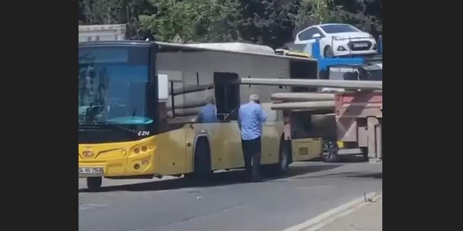 Ataşehir'de otobüsün camından direk girdi