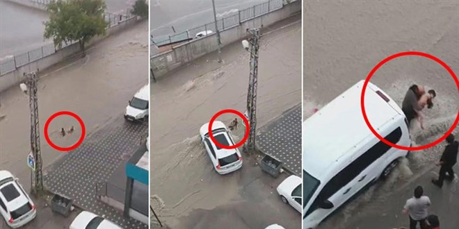 Başkentte sele kapılan iki kardeş çevredekiler tarafından kurtarıldı