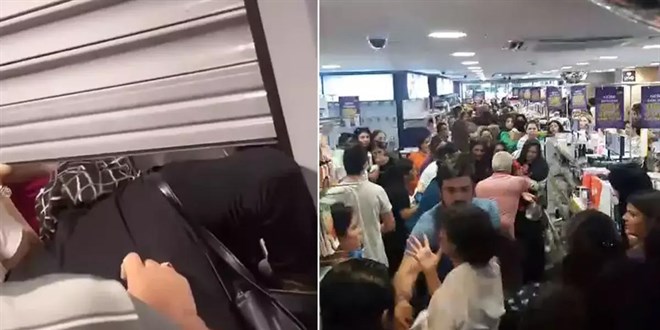 Adana'da kozmetik mağazasında 'indirim' izdihamı