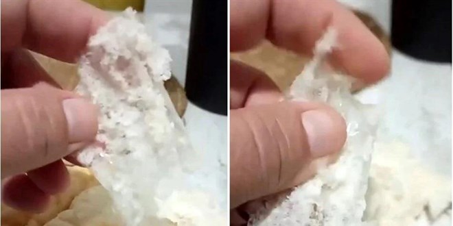 Aldığı ekmeğin içinden poşet çıktı