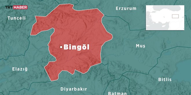 Bingöl'de 3,9 büyüklüğünde deprem