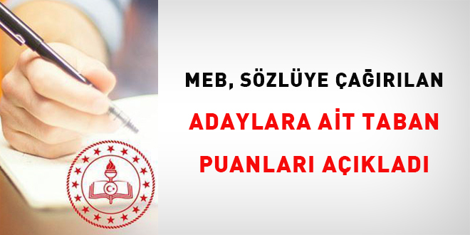 MEB, sözlüye çağırılan adaylara ait taban puanları açıkladı