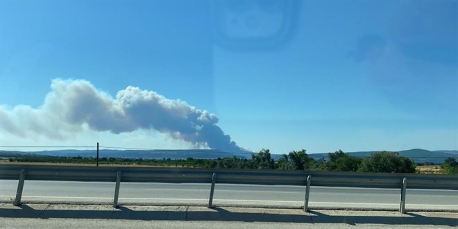 Çanakkale'de orman yangını, gemi trafiği askıya alındı