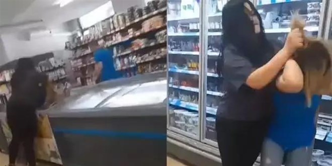 Kadın müşteriden kadın market çalışanına dayak