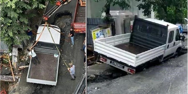 Bayrampaşa'da yol çöktü!