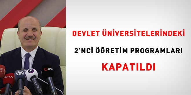 Devlet üniversitelerindeki 2'nci öğretim programları kapatıldı