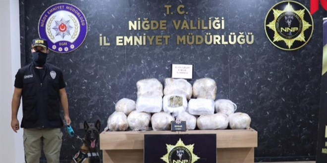 Nide'de trda 87 kilogram esrar ele geirildi
