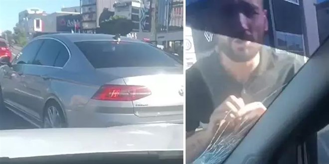 Maltepe D-100' de otomobilin önünü kesip camını kırdılar