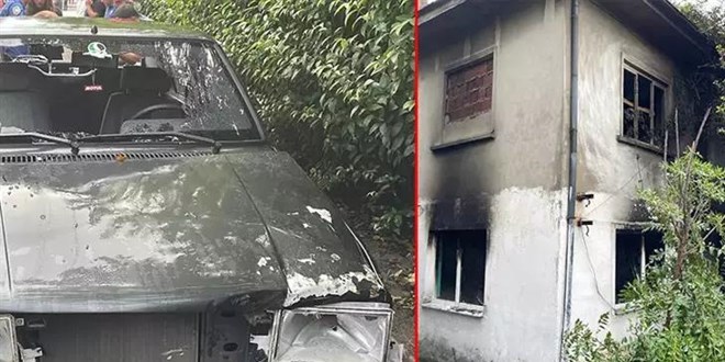 Evli çiftin tartışmasında kadın otomobili parçaladı, kocası evi yaktı