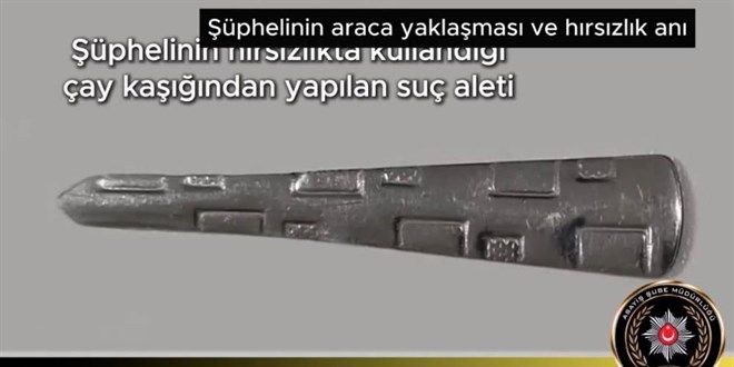 'Çay kaşığı' ile otomobil çaldı