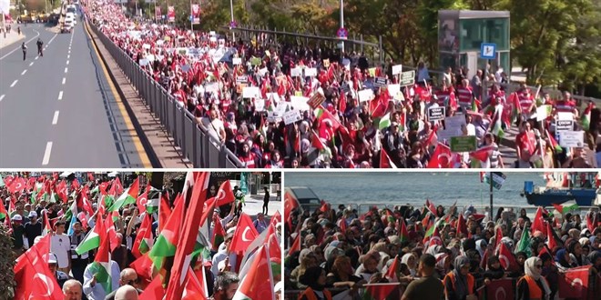 Türkiye, Filistin için sokağa döküldü! İsrail'e lanet okundu, Filistin'e destek verildi
